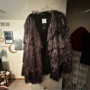 NWT nasty gal fringe tinsel jacket!